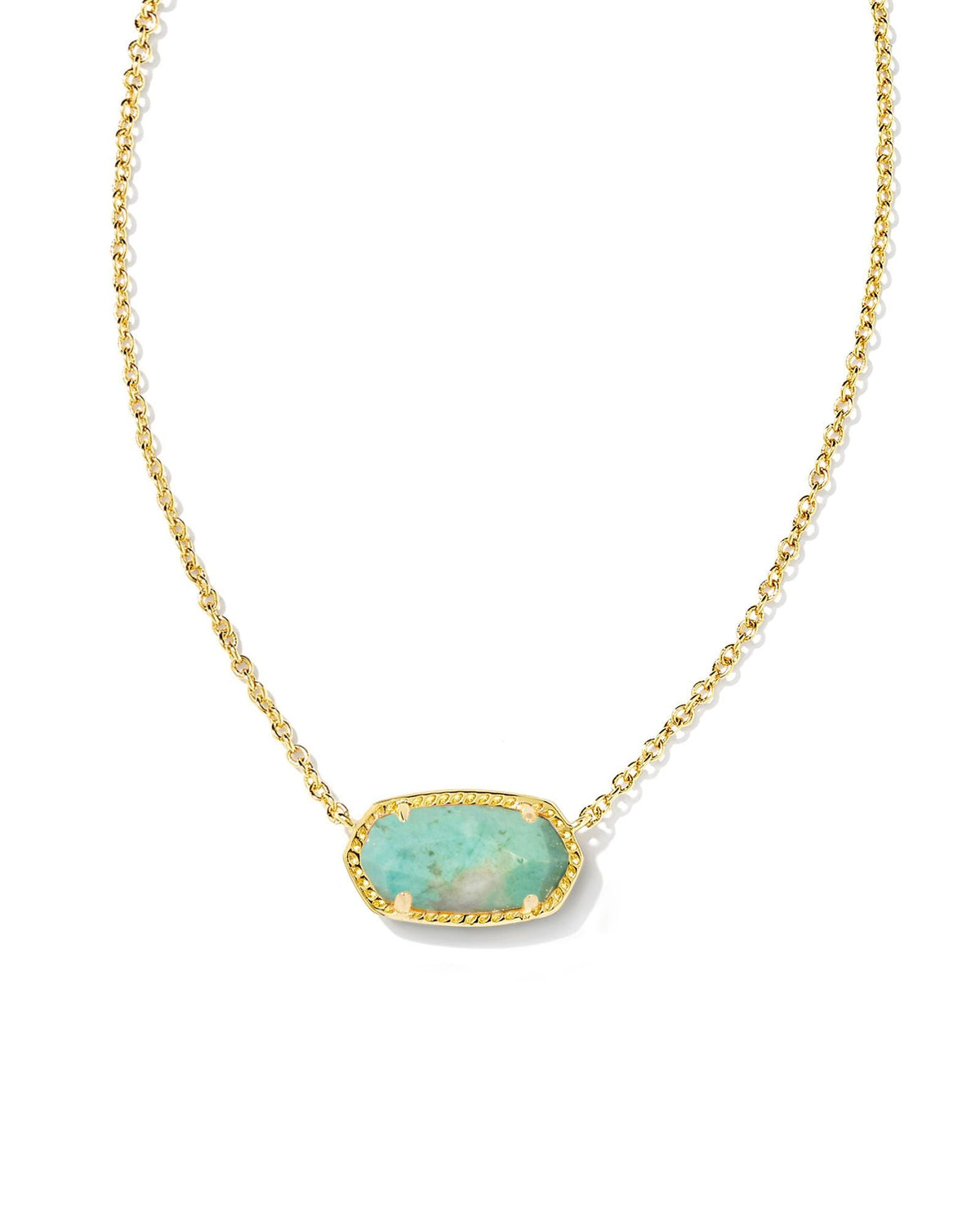 Elisa Short Pendant Necklace in gold-tone metal with a small rectangular pendant on an adjustable chain.