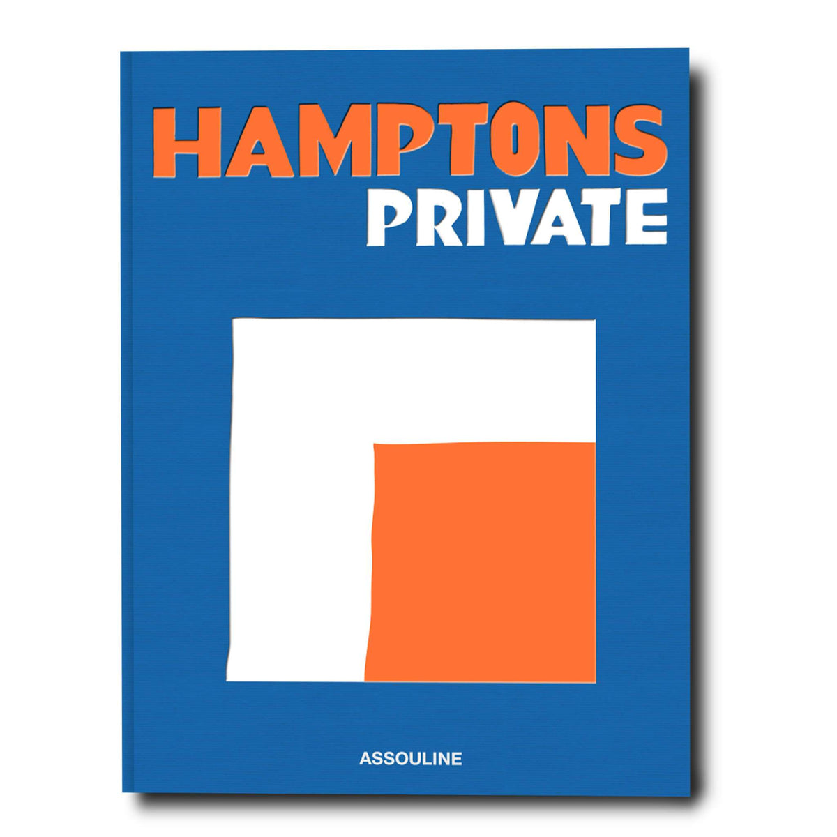 Linen hardcover book titled Hamptons Private with a neutral cover.