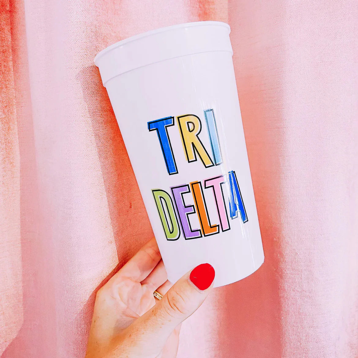 32oz stadium cup with bold graphic print on white background