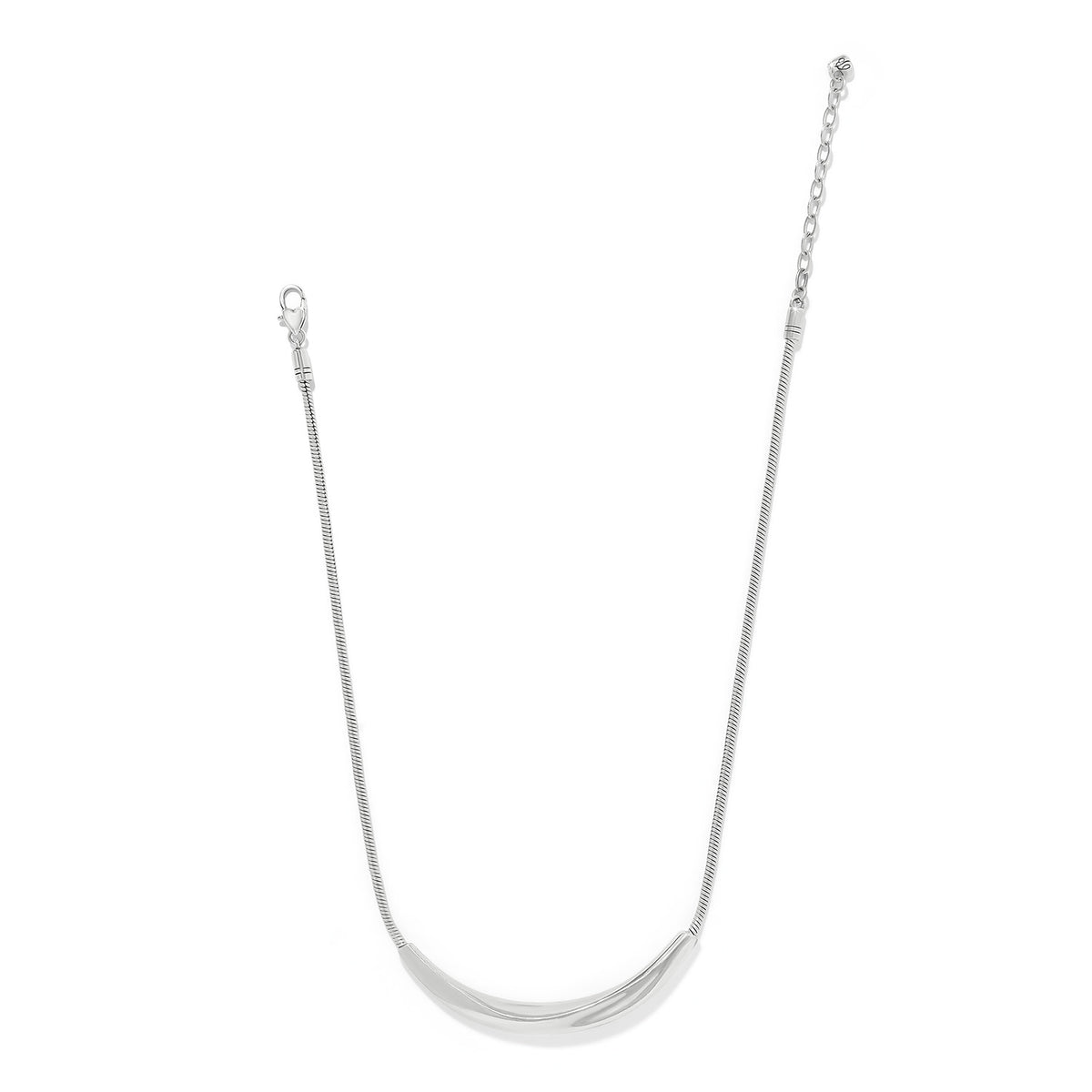 Silver plated adjustable necklace with a lobster claw closure featuring the Cascade Rio Crest pendant.
