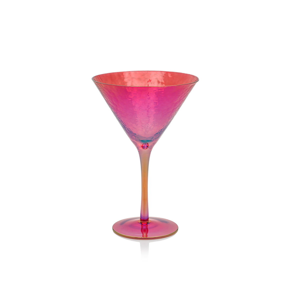 Hammered texture aperitivo martini glass with colorful lustrous finish