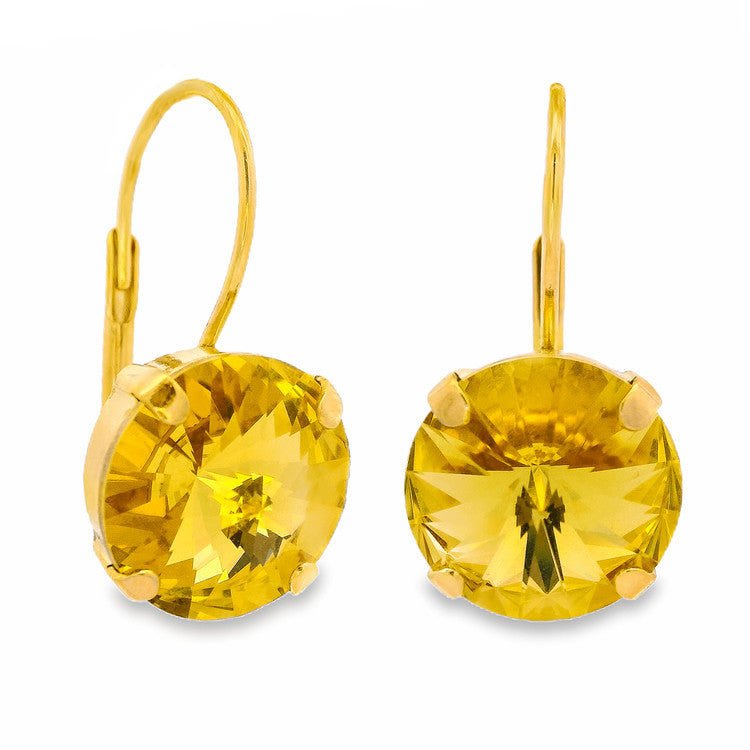 Antique gold round hoop earrings with candy crush crystal accents
