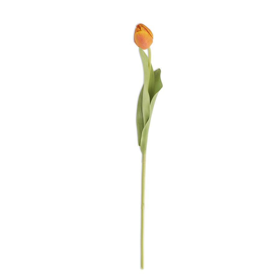 Single tulip stem floral arrangement in silk with real touch finish.