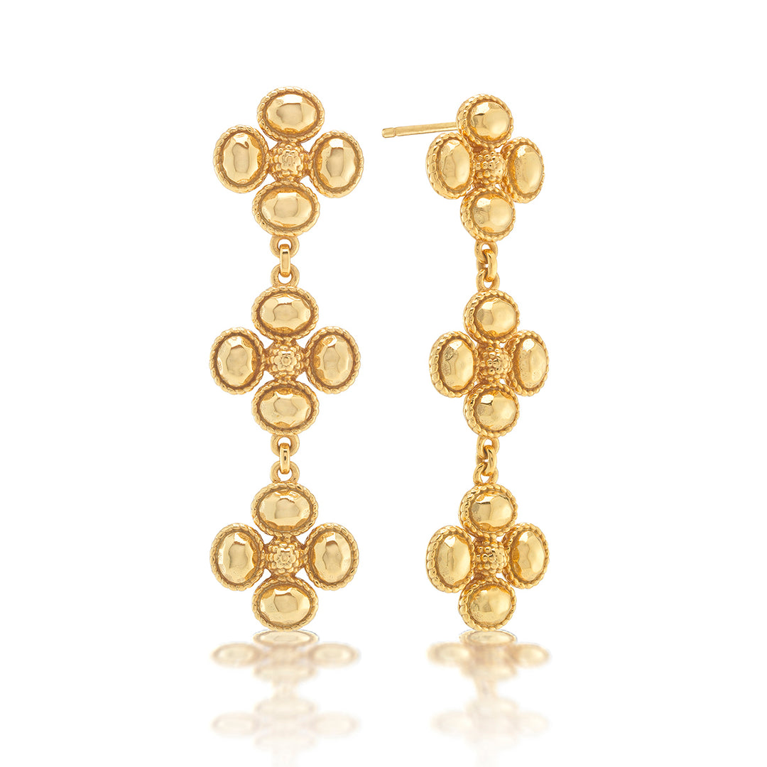 Berry Clover Linear Earrings - Gold