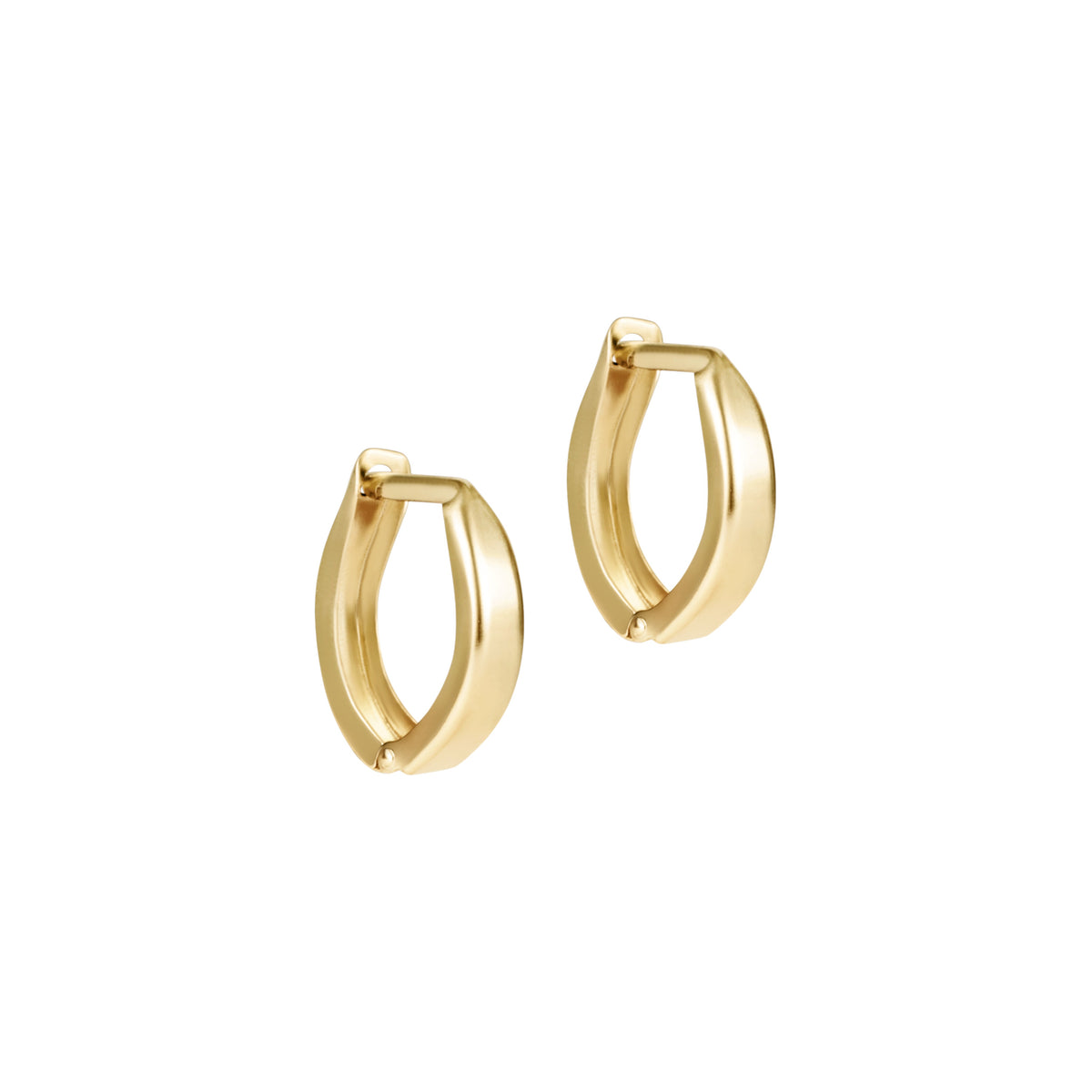 Pair of 14kt gold-filled 0.5 inch huggie hoop earrings with a smooth, polished finish.