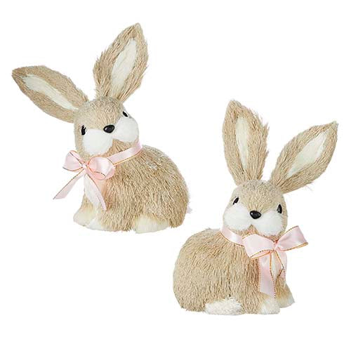 7-inch sisal bunny plush toy made with polyester foam in a natural tan color.