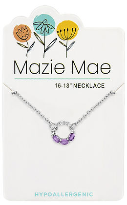 Silver Half CZ Half Tanzanite Open Circle Mazie Mae Necklace