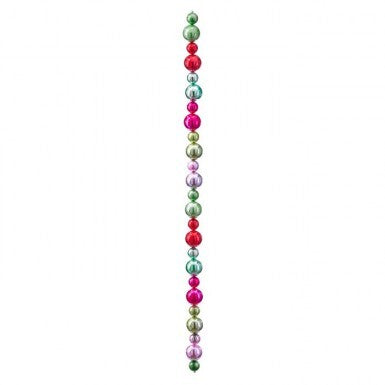 48-inch Retro VP Ball Garland with colorful, shiny metallic spheres in pink, red, green, and blue.