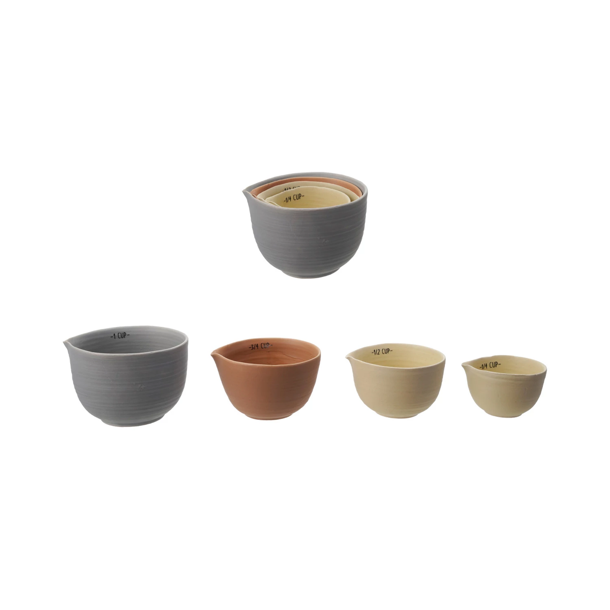 Matte black stoneware cube measuring cup with dimensions 4.4 x 4.1 inches.
