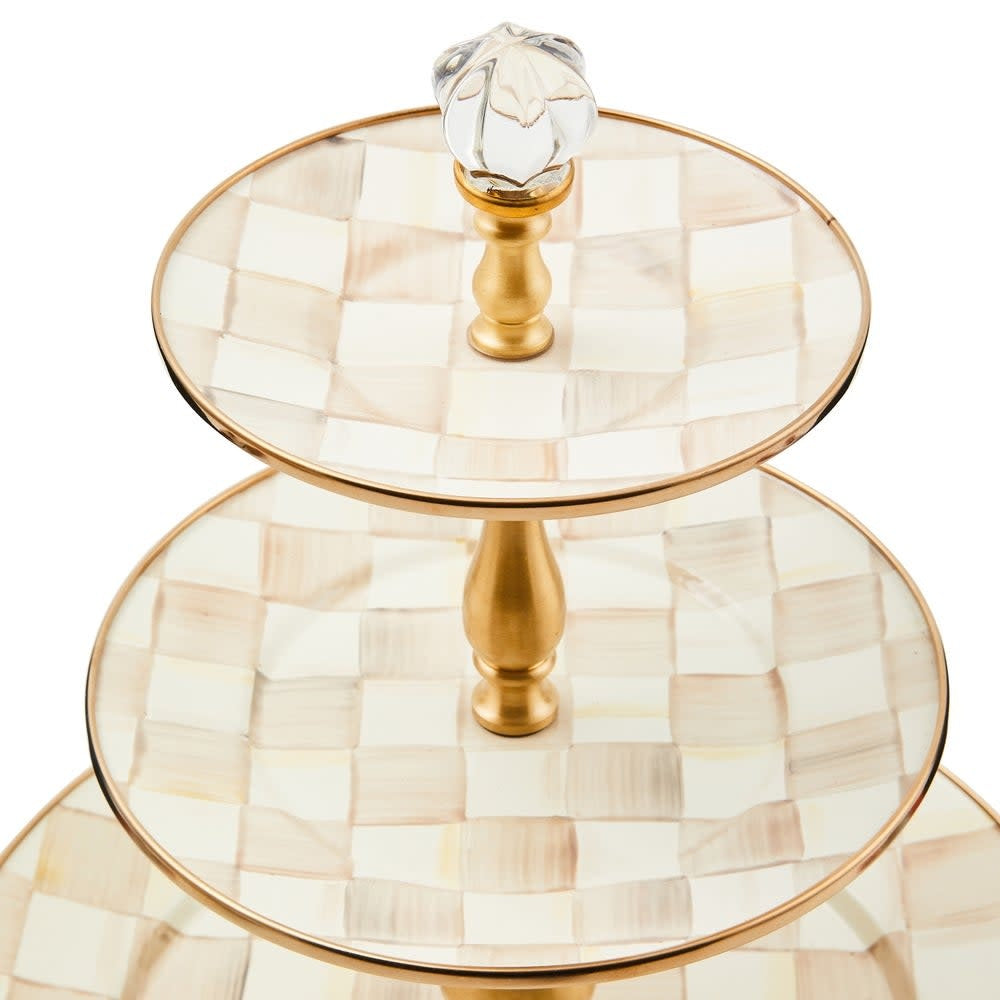 Mocha Check Three Tier Sweet Stand
