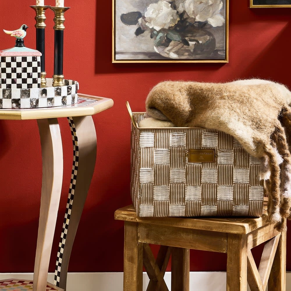 Mocha Textured Check Basket - Sold Individually