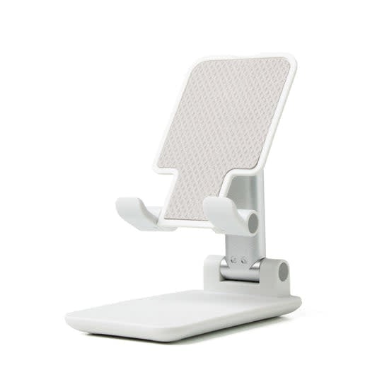Modern Monkey folding tech stand in white with adjustable podium base