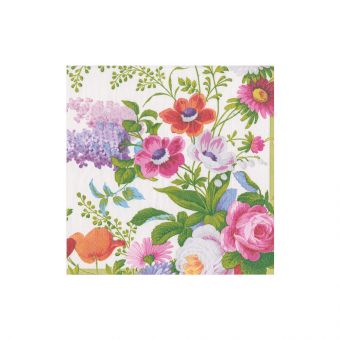Packaged cocktail napkins with printed designs on triple-ply tissue.