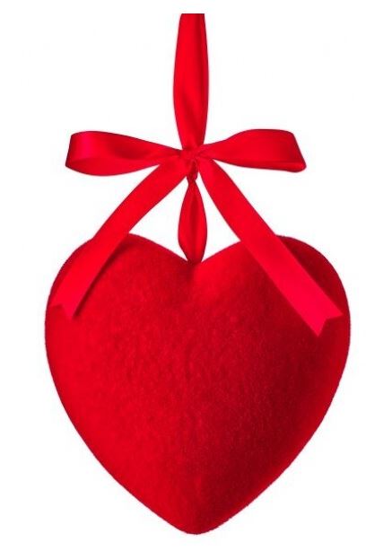 9" Flocked Heart Hanging Ornament