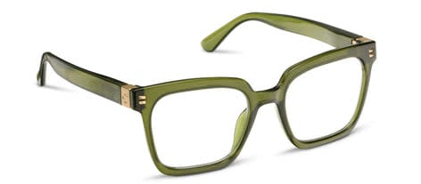 Montage eyeglasses in green recycled polycarbonate with a square silhouette.