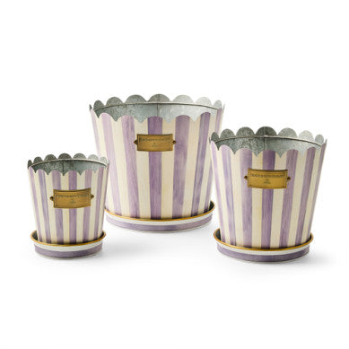 Stripe Pot & Saucer - Sold Individually