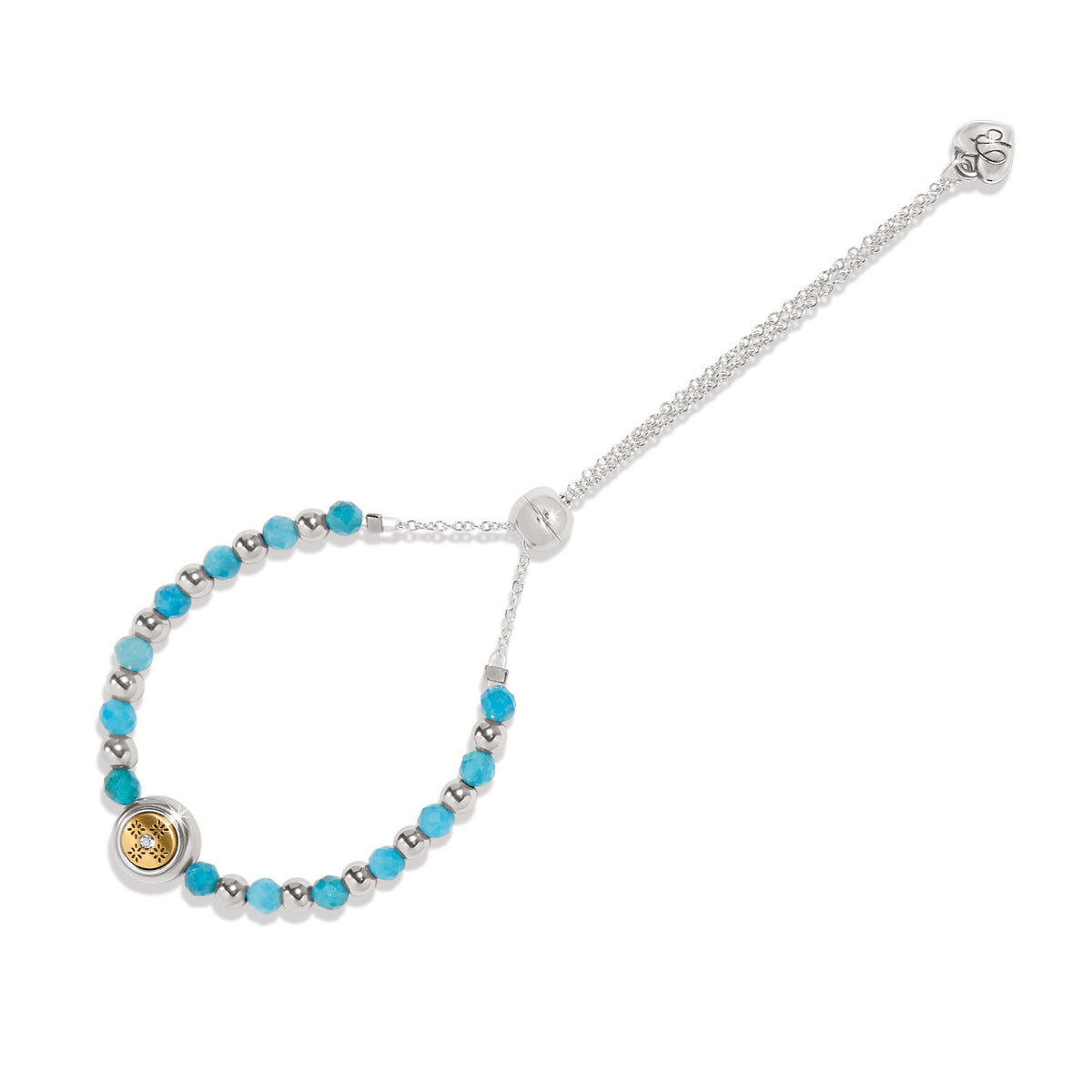 Mosaic two-tone green garnet crystal beaded bracelet with a slide closure.