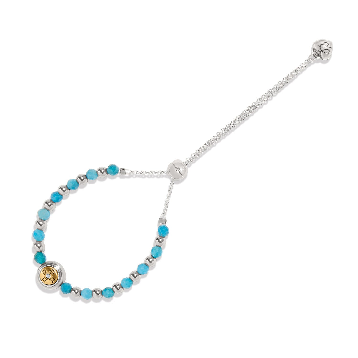 Mosaic two-tone green garnet crystal beaded bracelet with a slide closure.