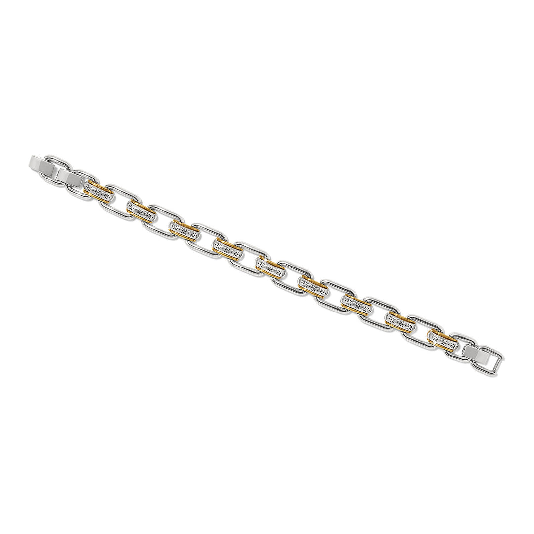Silver and gold two-tone link bracelet with lobster claw clasp