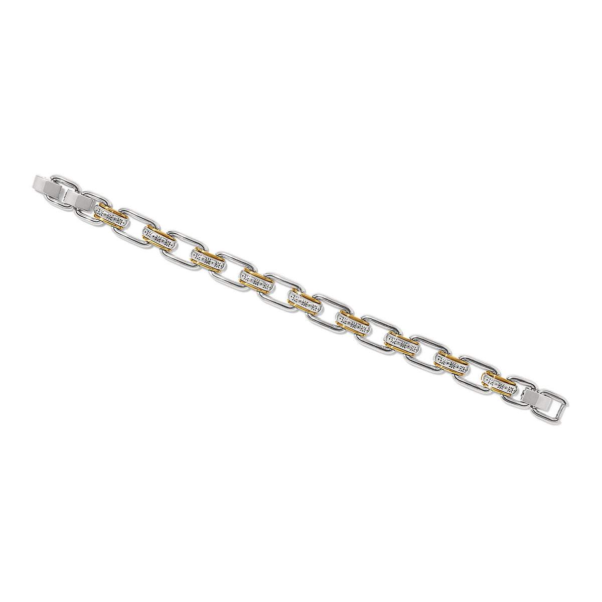 Silver and gold two-tone link bracelet with lobster claw clasp