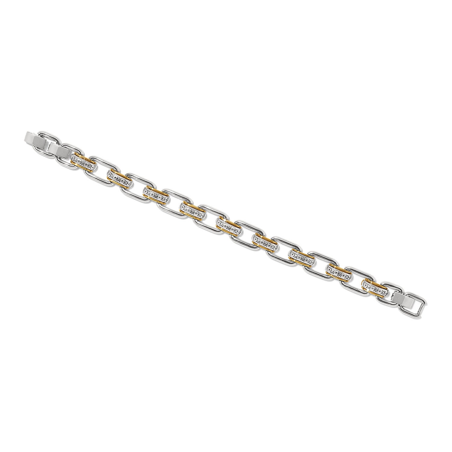 Silver and gold two-tone link bracelet with lobster claw clasp
