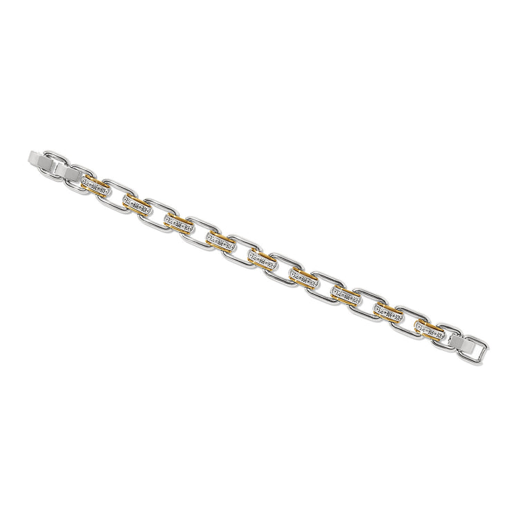 Silver and gold two-tone link bracelet with lobster claw clasp