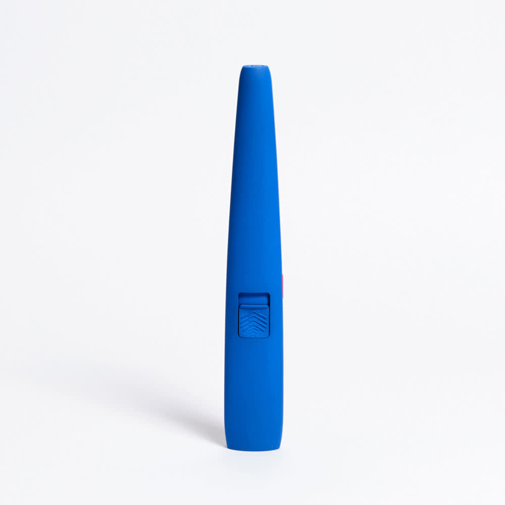 Blue ABS Motli lighter with multi-light battery indicator and child safety switch.
