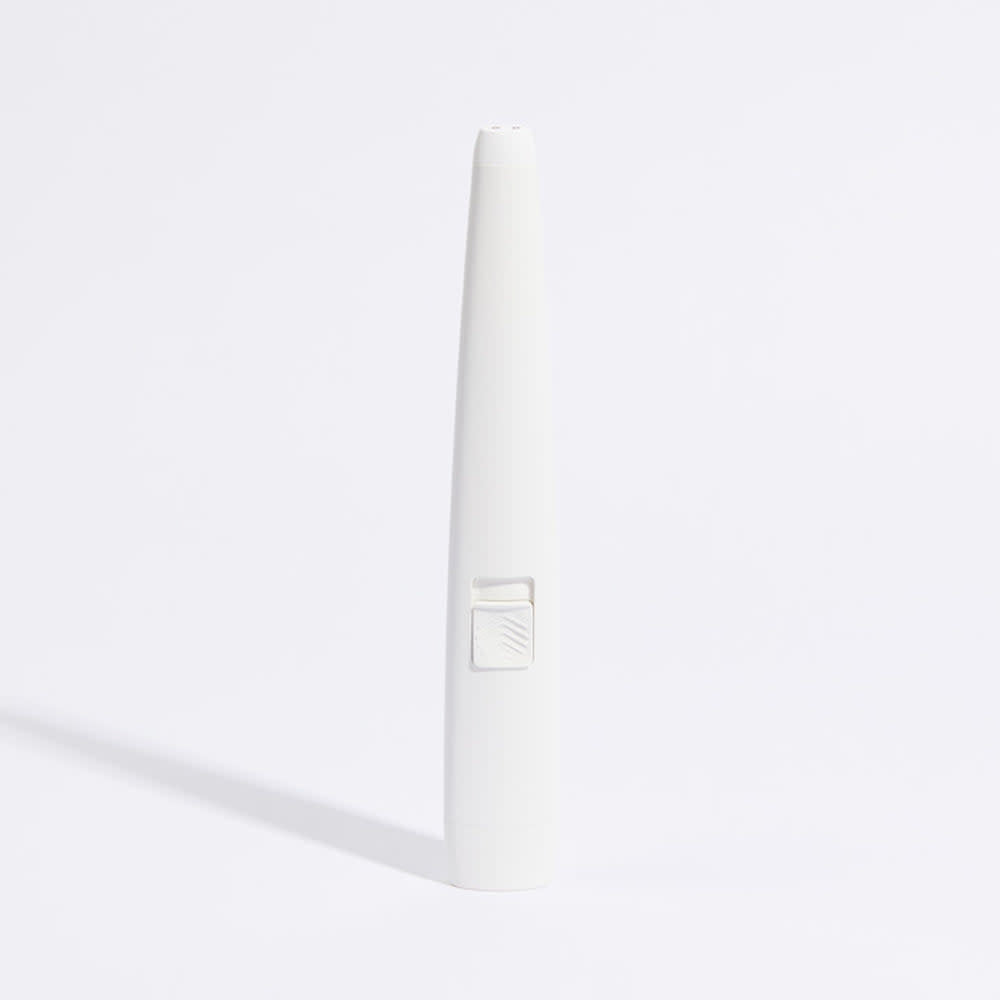 White ABS Motli lighter with multi-light battery indicator and safety switch.