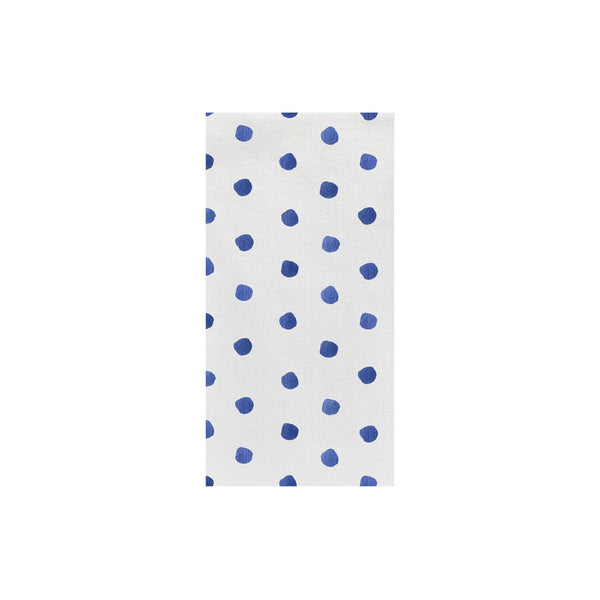 White rectangular Papersoft Guest Towel with a pattern of blue watercolor-style polka dots.