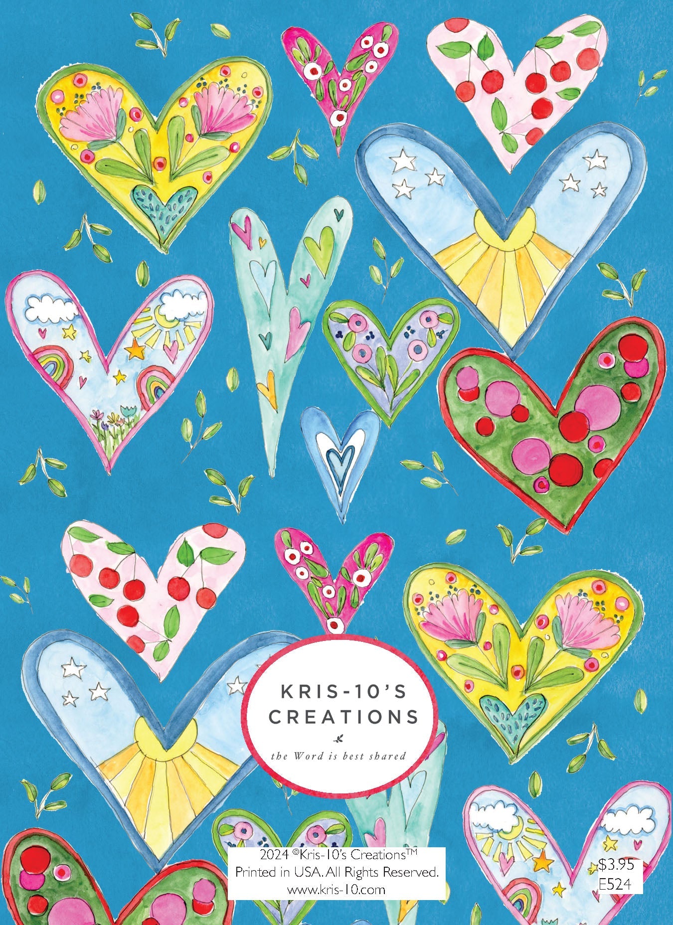 A6 greeting card with hearts pattern featuring text 'you are loved' inside a heart shape.