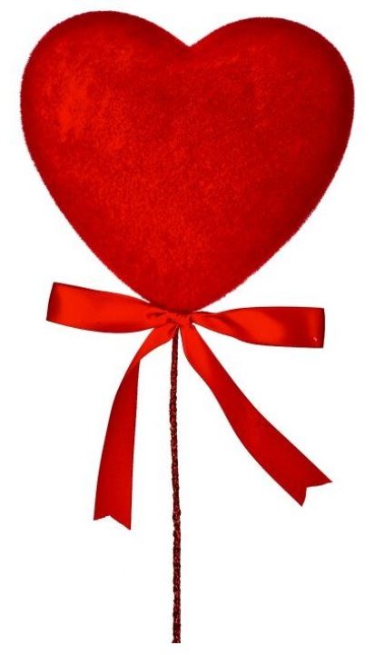 Eighteen-inch flocked solid heart pick with a matte finish.