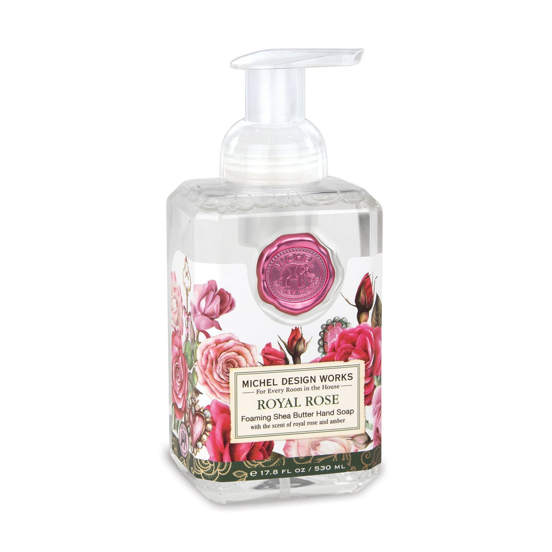 Spring Foaming Soap in a clear bottle with white liquid.