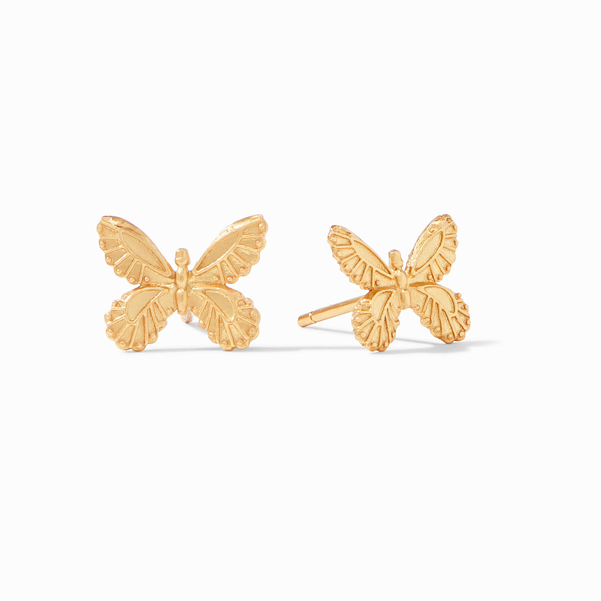 Gold-plated butterfly stud earring with a polished finish