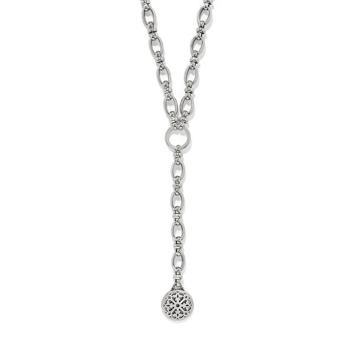 Silver-plated Ferrara Siena Y necklace with lobster claw closure