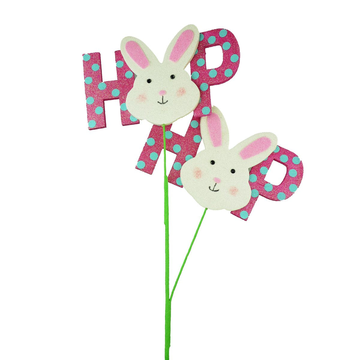 Foam bunny hop spray wreath in natural tan with white accents