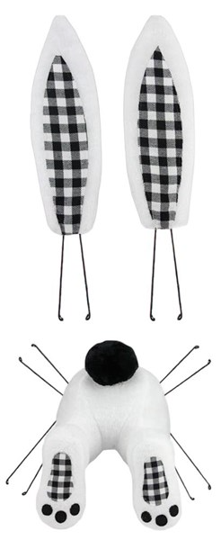 White bunny décor kit with black wire accents on a white background.