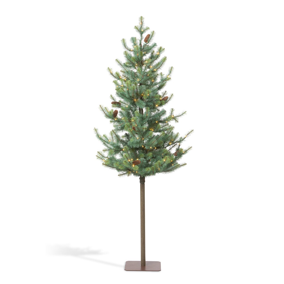 Blue Spruce Alpine Tree artificial plant with plastic foliage on metal wire frame.