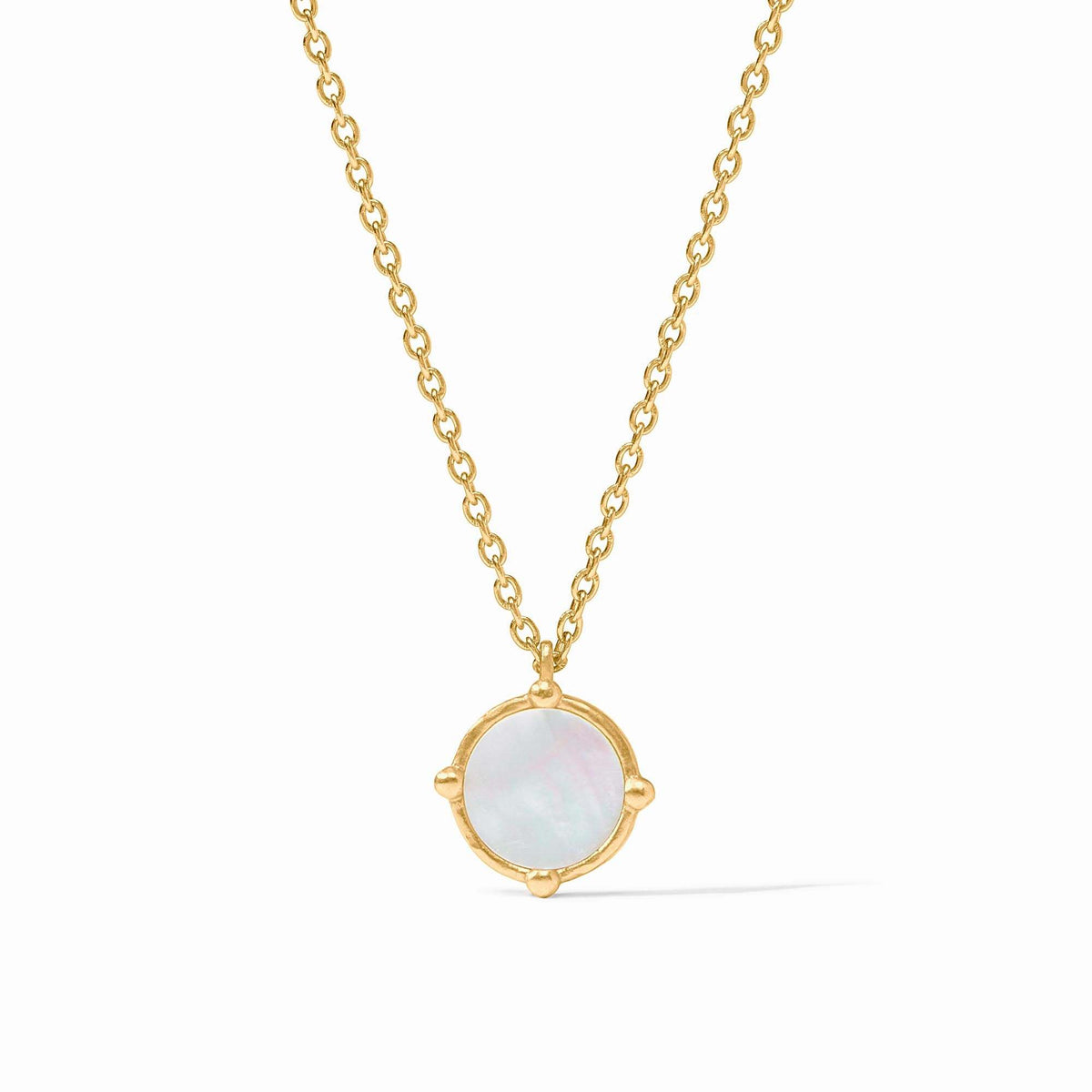 Honeybee solitaire necklace featuring a faceted gemstone with four beads on an adjustable cable chain.