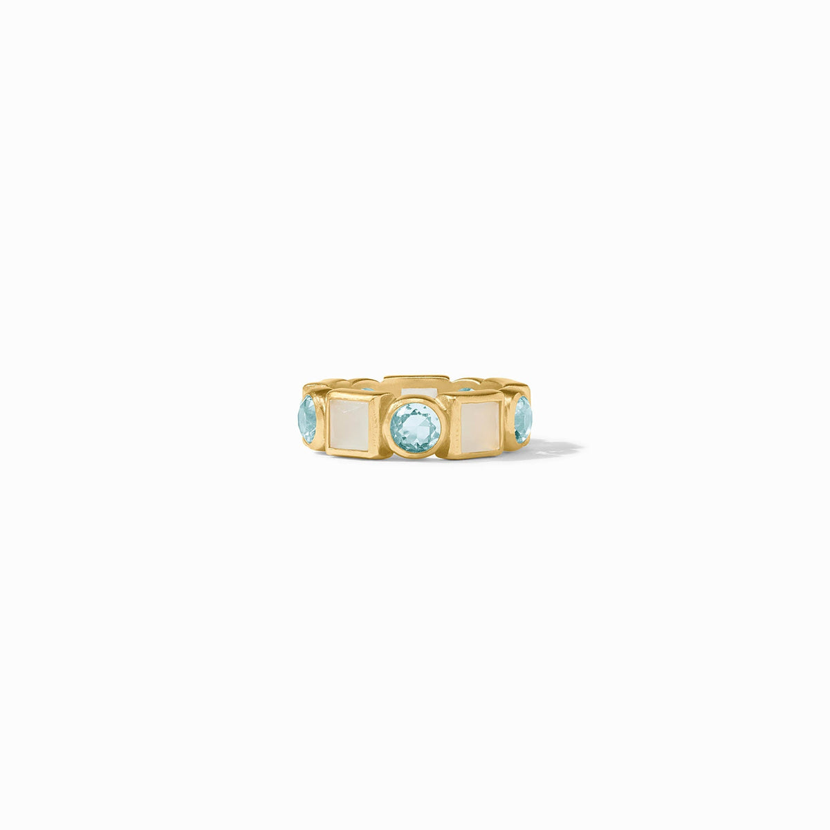 Jolie ring with a round imported glass stone set in 24K gold plate featuring the Julie Vos hallmark.