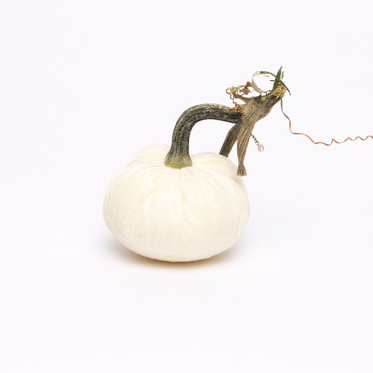 3-inch velvet pumpkin in deep orange with a smooth rounded shape.