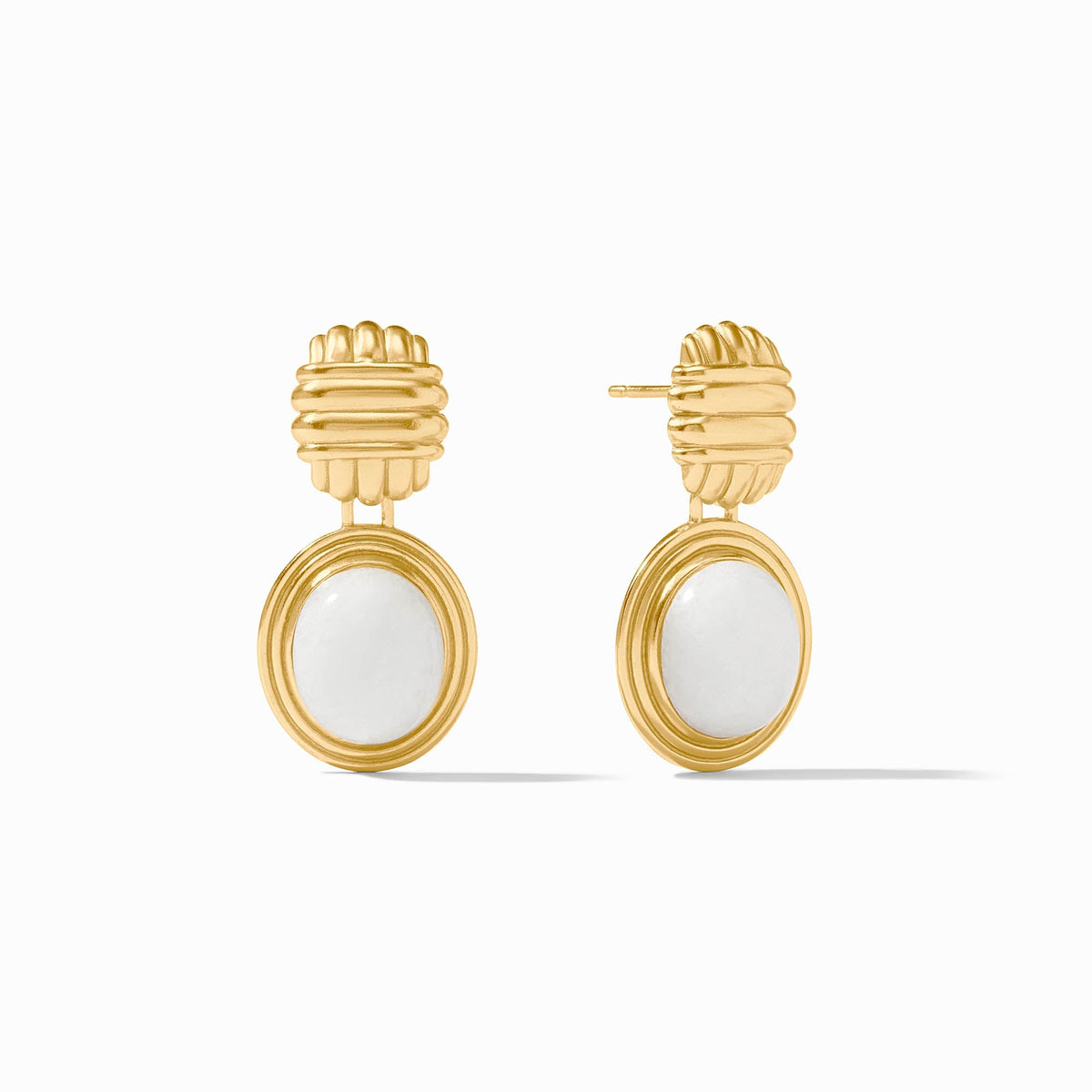 Portofino Stone earring featuring a jade stone set in 24K gold plate with a pierced ear post.