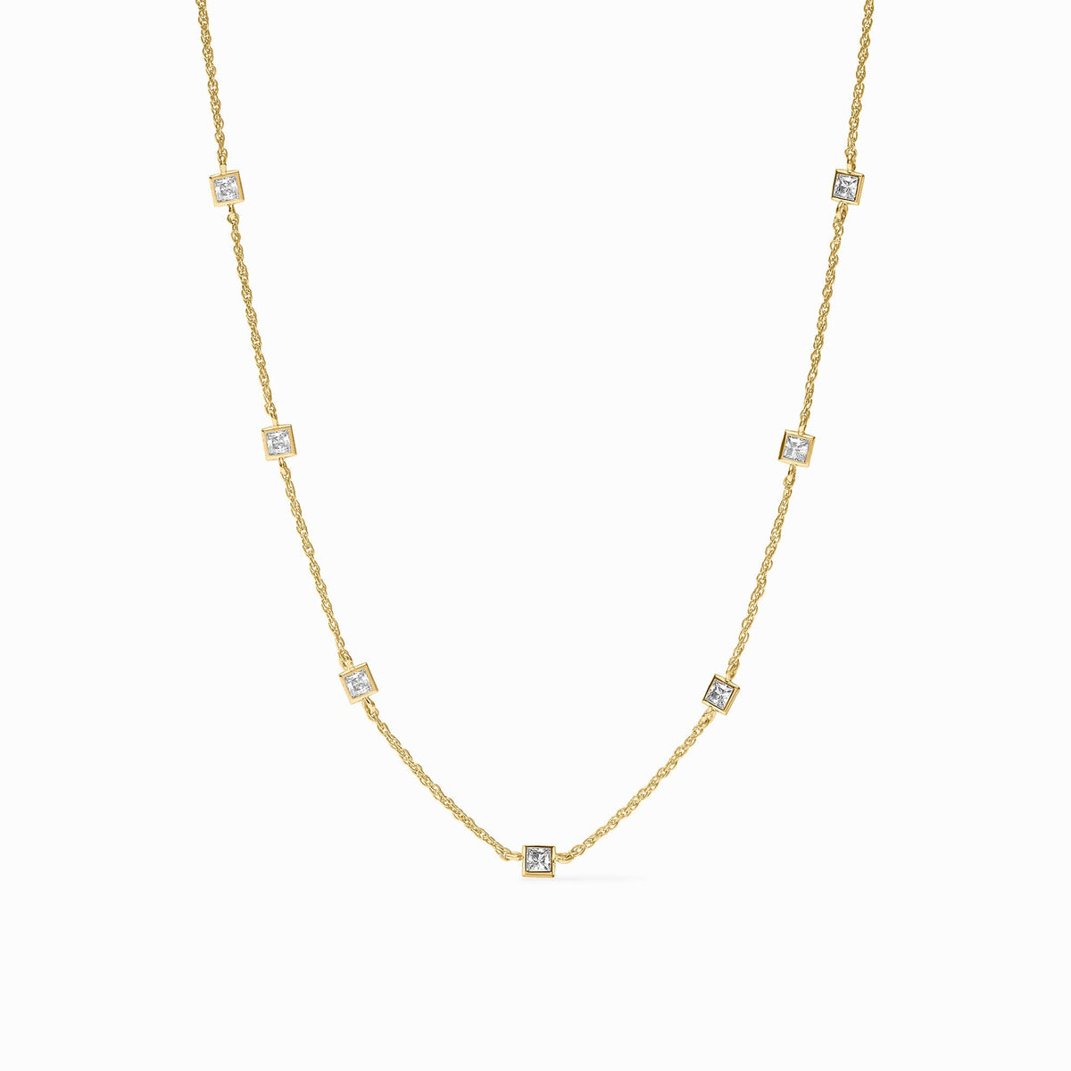 Adjustable gold-plated necklace with cubic zirconia pendant