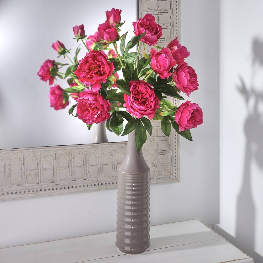 32-inch Deluxe Peony Spray with lush pink peonies on a green stem.
