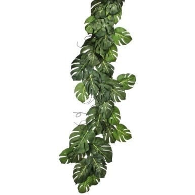 Green split Philo garland with natural foliage texture