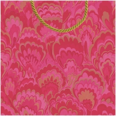 Marbled Ceramica fuchsia medium square gift bag with a strong carrying handle.
