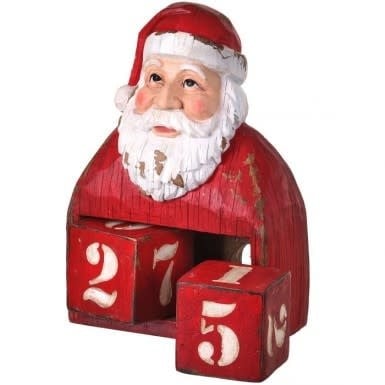 8-inch red resin Santa bust countdown decoration with white beard on a black base