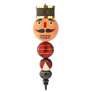 40-inch multi-colored vacuum plate nutcracker soldier finial ornament with detailed uniform and hat.