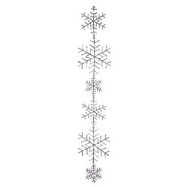 Clear plastic large snowflake garland with a festive winter pattern.