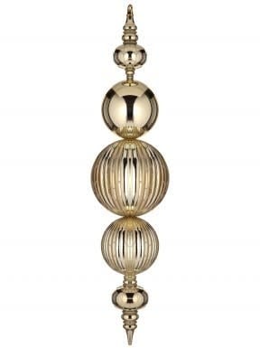 33-inch gold vacuum plate finial ornament with a vertical ridged pattern and stacked ball design.