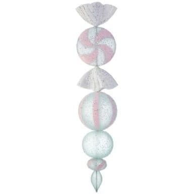 40-inch white mixed candy finial ornament with KD finish